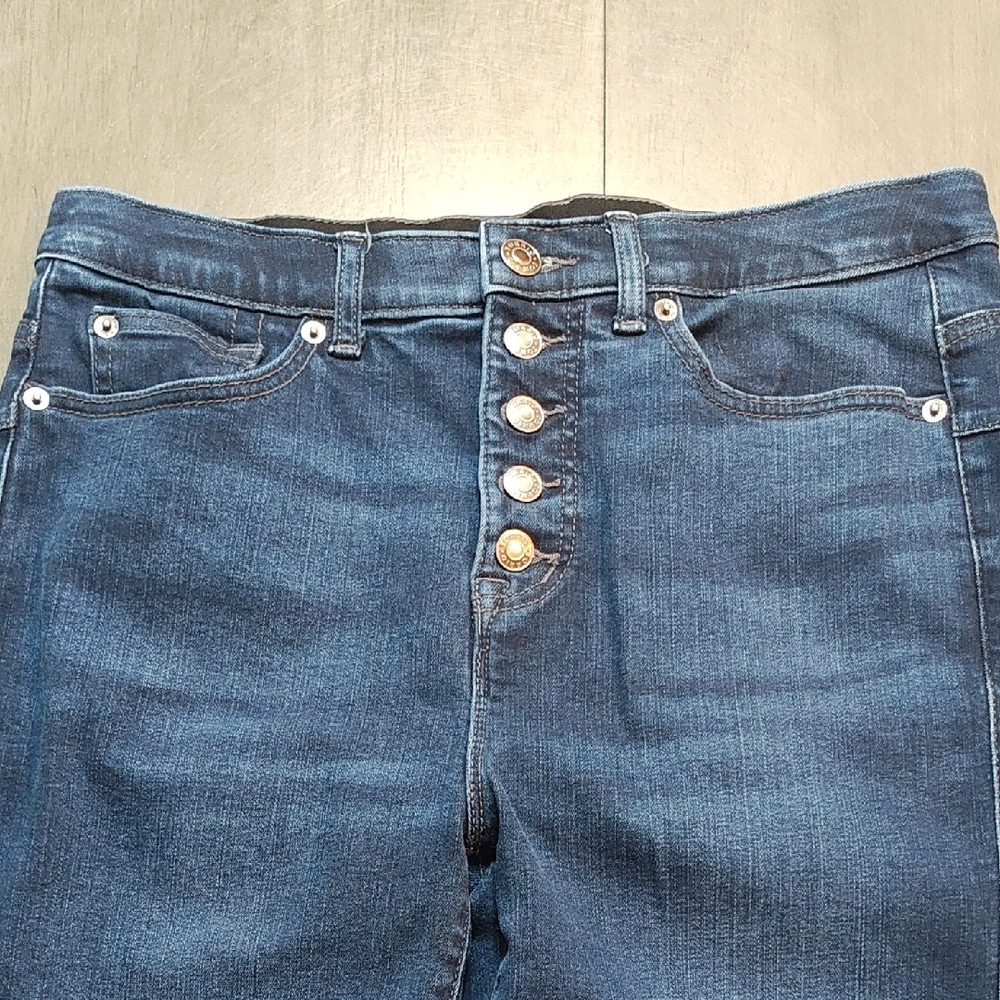 Torrid Bombshell Flare Premium Stretch Boot Cut Button Up Dark Blue Jeans 12T